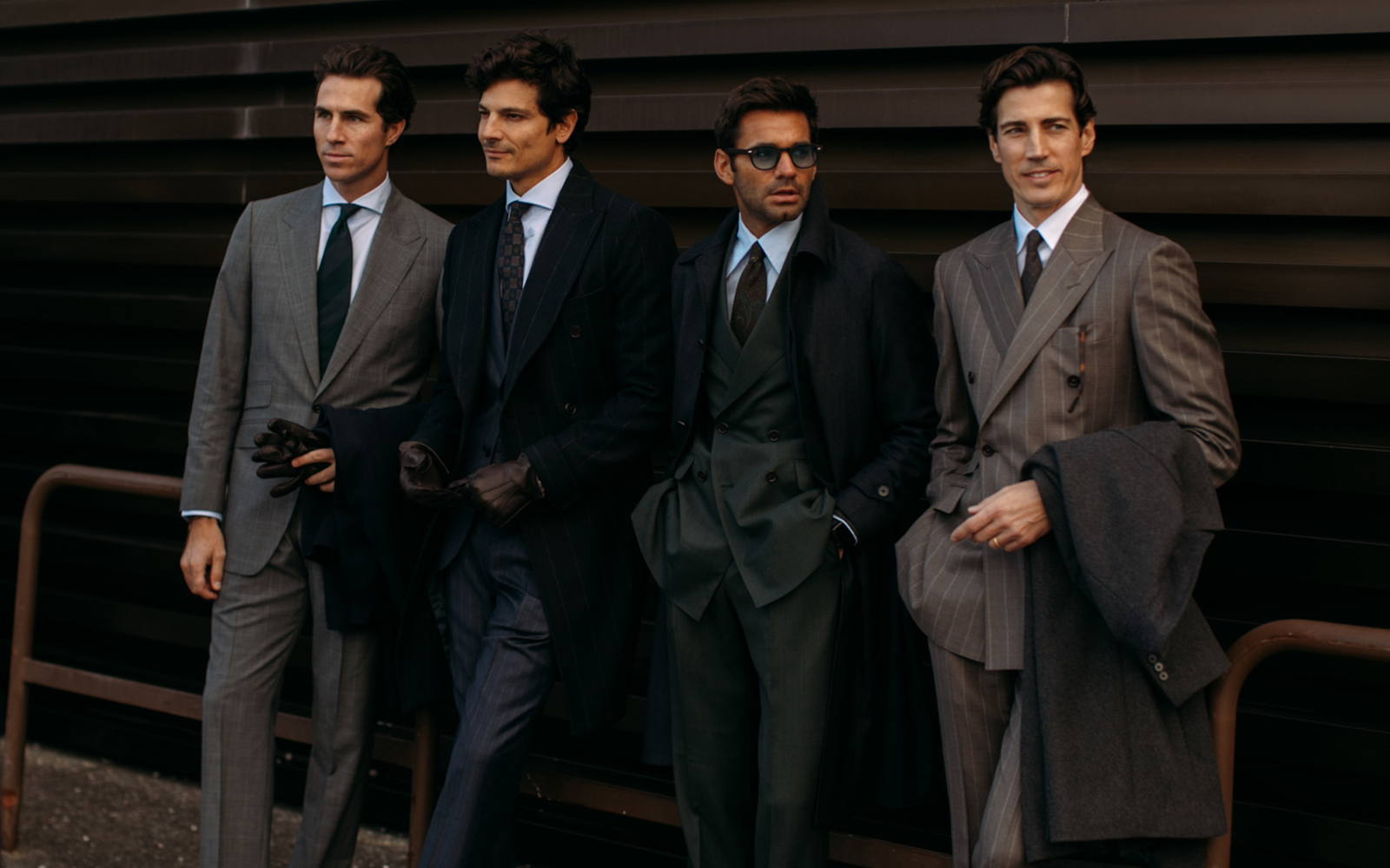 tailored business suits, pinstriped suit, men's overcoat, custom menswear Bangkok, Suit Collections Bangkok, bespoke suits, formal winter suiting.